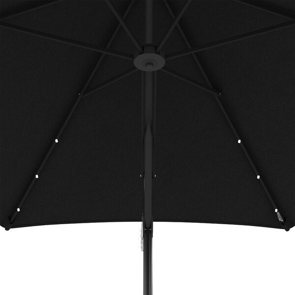 Outsunny Waterproof 3(m) Garden Parasol Cantilever Umbrella with Solar LED, Cross Base and Waterproof Cover, Black Aosom UK