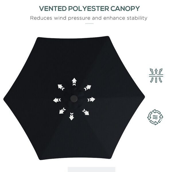 Outsunny Waterproof 3(m) Garden Parasol Cantilever Umbrella with Solar LED, Cross Base and Waterproof Cover, Black Aosom UK
