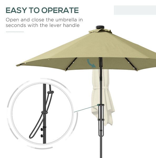 Outsunny Waterproof 3(m) Garden Parasol Cantilever Umbrella with Solar LED, Cross Base and Waterproof Cover, Beige Aosom UK