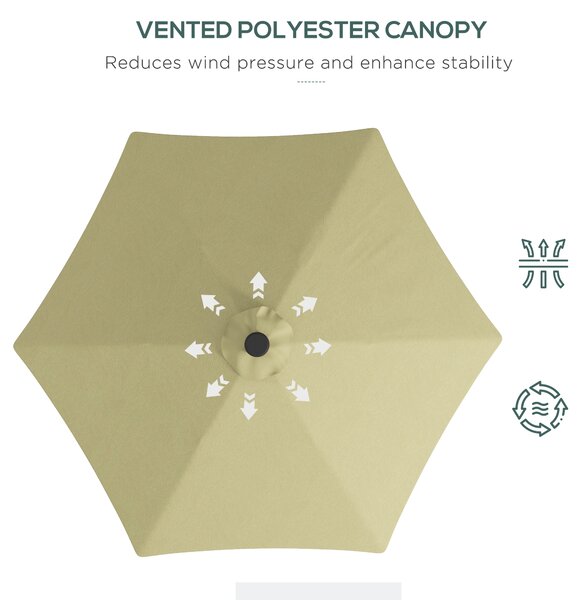 Outsunny Waterproof 3(m) Garden Parasol Cantilever Umbrella with Solar LED, Cross Base and Waterproof Cover, Beige Aosom UK