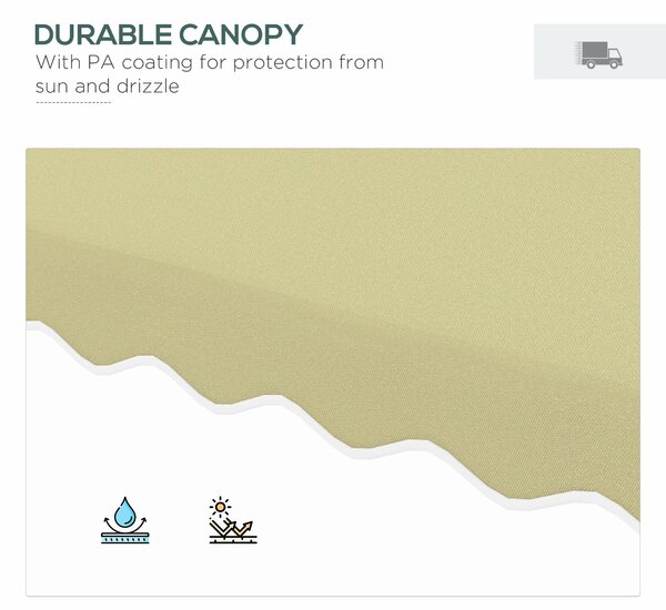 Outsunny 2.5m Square Double Top Garden Parasol Cantilever Umbrella with Ruffles, Beige