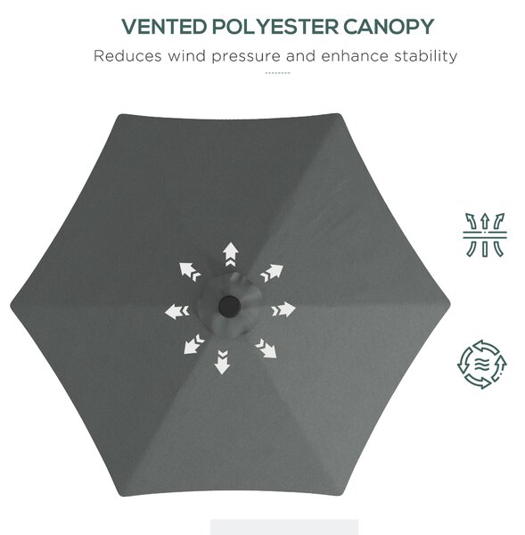 Outsunny 3(m) Garden Parasol Cantilever Umbrella with Solar LED, Cross Base and Waterproof Cover, Dark Grey