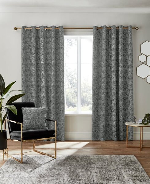 Mottled Chenille Eyelet Curtains