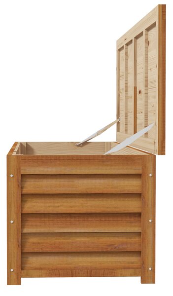 Outsunny 292L Outdoor Storage Box, Wooden Deck Box Garden Storage Container for Balcony, Porch, Poolside, Light Brown Aosom UK