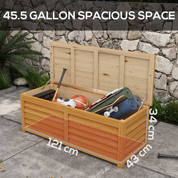 Outsunny 292L Outdoor Storage Box, Wooden Deck Box Garden Storage Container for Balcony, Porch, Poolside, Light Brown Aosom UK