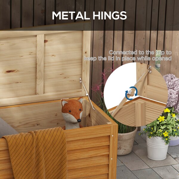 Outsunny 292L Outdoor Storage Box, Wooden Deck Box Garden Storage Container for Balcony, Porch, Poolside, Light Brown Aosom UK