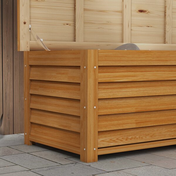Outsunny 292L Outdoor Storage Box, Wooden Deck Box Garden Storage Container for Balcony, Porch, Poolside, Light Brown Aosom UK