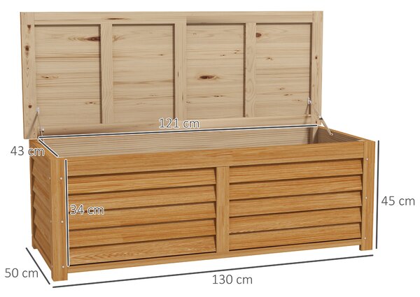 Outsunny 292L Outdoor Storage Box, Wooden Deck Box Garden Storage Container for Balcony, Porch, Poolside, Light Brown Aosom UK