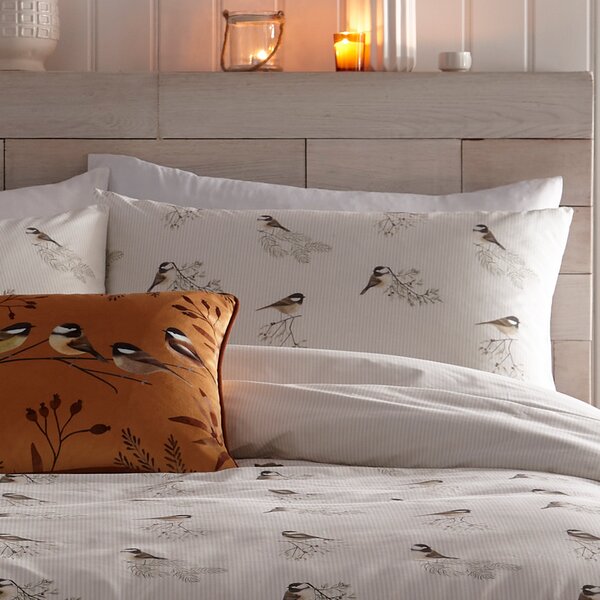 Dreams n Drapes Lodge Chickadee's Natural Duvet Cover and Pillowcase Set