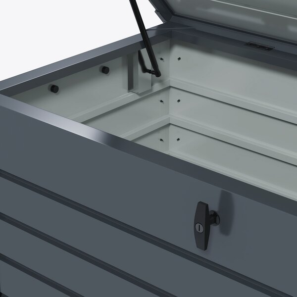 Outsunny 331L Waterproof Garden Storage Box with Wheels, Heavy-Duty Outdoor Deck Box Chest for Patio Cushions & Tools, Dark Grey Aosom UK