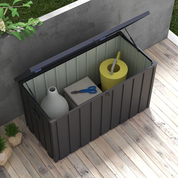 Outsunny 450L Galvanised Steel Garden Storage Box, with Wheels - Dark Grey Aosom UK