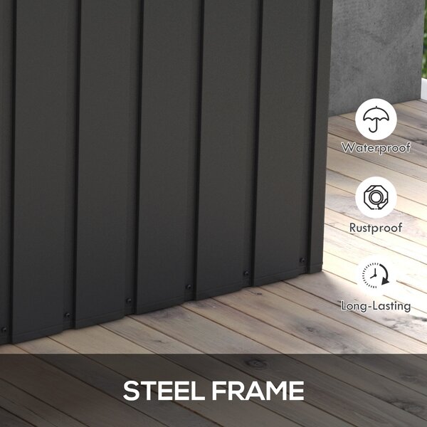 Outsunny 450L Galvanised Steel Garden Storage Box, with Wheels - Dark Grey Aosom UK