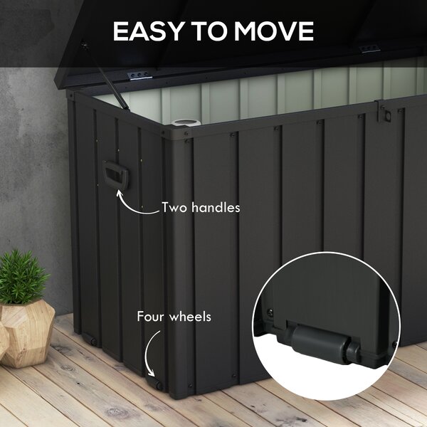 Outsunny 450L Galvanised Steel Garden Storage Box, with Wheels - Dark Grey Aosom UK
