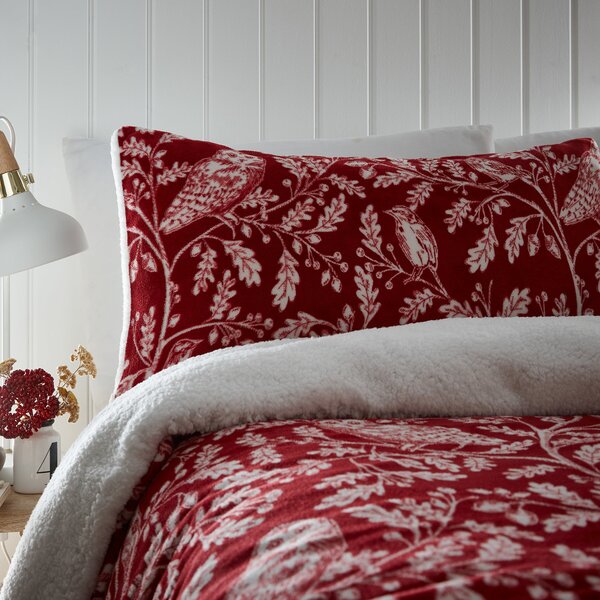 Dreams n Drapes Lodge Woodland Owls Red Duvet Cover and Pillowcase Set