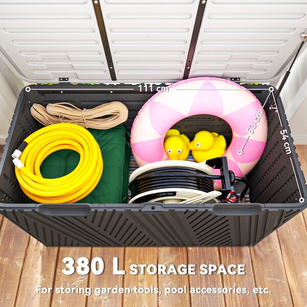 Outsunny 380L Waterproof Outdoor Storage Box, with Lockable Lid - Black