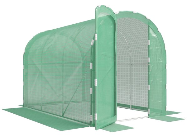 Outsunny 3x2x2m Walk-In Polytunnel Greenhouse with Hinged Door, Heavy-Duty Galvanised Steel Frame & Tear-Resistant PE Cover, Green Aosom UK