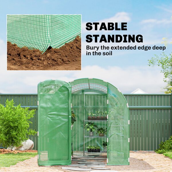 Outsunny 3x2x2m Walk-In Polytunnel Greenhouse with Hinged Door, Heavy-Duty Galvanised Steel Frame & Tear-Resistant PE Cover, Green Aosom UK