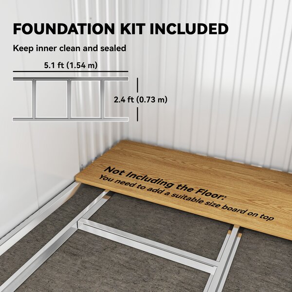 Outsunny 4x6 Metal Shed with Foundation, Lockable Sliding Doors, Garden Shed with 2 Vents for Bike and Tool, Grey Aosom UK