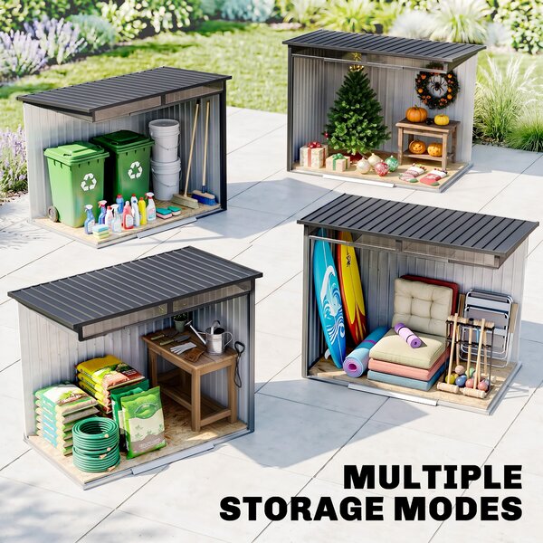 Outsunny 4x6 Metal Shed with Foundation, Lockable Sliding Doors, Garden Shed with 2 Vents for Bike and Tool, Grey Aosom UK