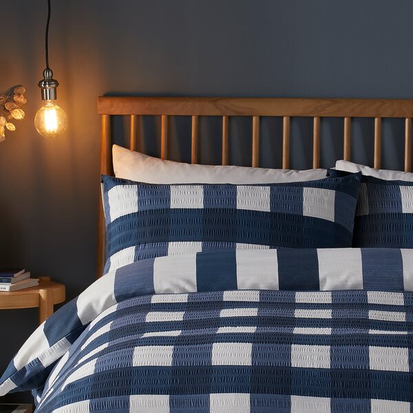 Fusion Snug Seersucker Gingham Check Duvet Cover and Pillowcase Set