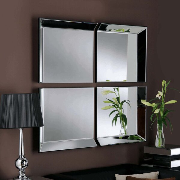 Byblos 4 Panel Wall Mirror, 107x112cm Black