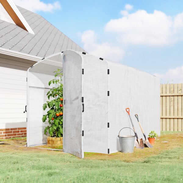 Outsunny Polytunnel Greenhouse Walk-in Grow House with UV-resistant PE Cover, Door and Galvanised Steel Frame, 2 x 3 x 2m, White