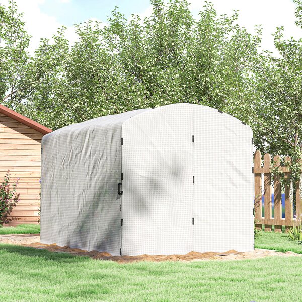 Outsunny Polytunnel Greenhouse Walk-in Grow House with UV-resistant PE Cover, Door and Galvanised Steel Frame, 2 x 3 x 2m, White