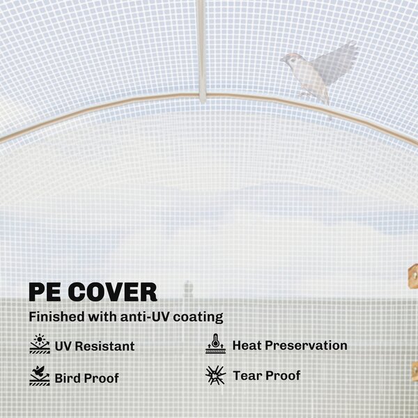 Outsunny Polytunnel Greenhouse Walk-in Grow House with UV-resistant PE Cover, Door and Galvanised Steel Frame, 2 x 3 x 2m, White