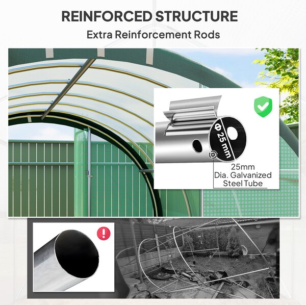 Outsunny 3 x 2m Polytunnel Greenhouse, Walk-in Tent with Steel Frame, PE Cocer, Vents & Doors foR Plant Growth, Green Aosom UK
