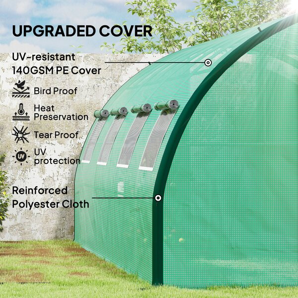 Outsunny Greenhouse and Polytunnels, Galvanised Steel Upgraded Structure Walk-in Polytunnel Greenhouse, 6 x 3m, Allows Sunlight, Green Aosom UK