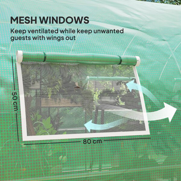 Outsunny Greenhouse and Polytunnels, Galvanised Steel Upgraded Structure Walk-in Polytunnel Greenhouse, 6 x 3m, Allows Sunlight, Green Aosom UK