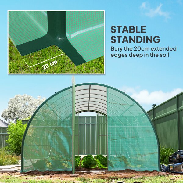 Outsunny Greenhouse and Polytunnels, Galvanised Steel Upgraded Structure Walk-in Polytunnel Greenhouse, 6 x 3m, Allows Sunlight, Green Aosom UK