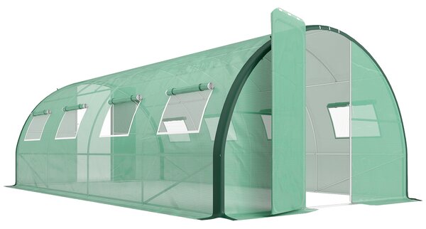 Outsunny Greenhouse and Polytunnels, Galvanised Steel Upgraded Structure Walk-in Polytunnel Greenhouse, 6 x 3m, Allows Sunlight, Green Aosom UK