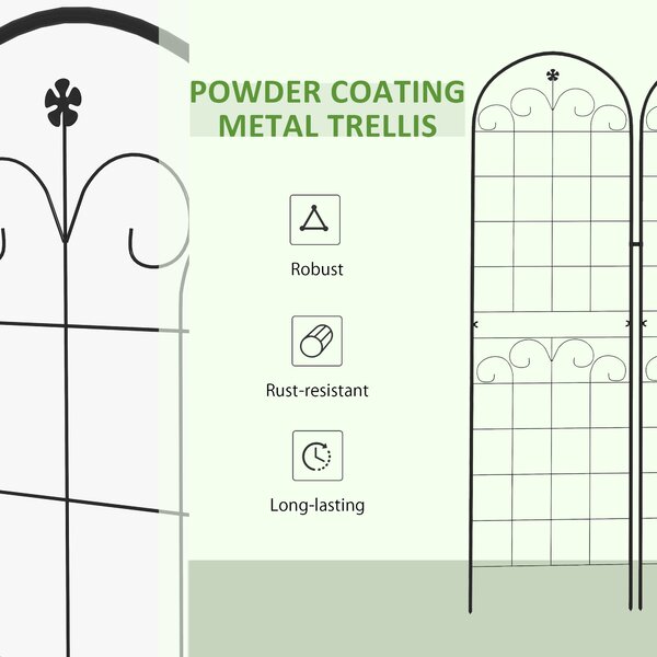Outsunny Metal Trellis Set of 2, Garden Trellis for Climbing Plants Support Frames, Floral Design Aosom UK
