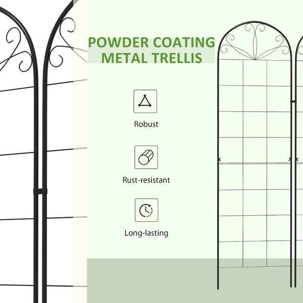 Outsunny Set of 2 Metal Garden Trellises: Climbing Plant Support Frames, Decorative Grid Design Aosom UK