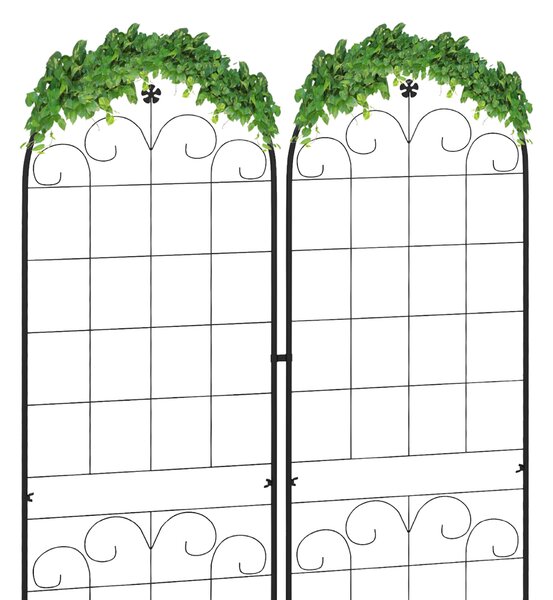 Outsunny Metal Trellis Set of 2, Garden Trellis for Climbing Plants Support Frames, Floral Design Aosom UK
