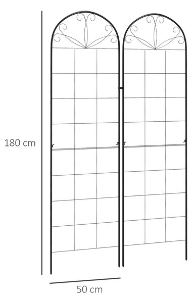 Outsunny Set of 2 Metal Garden Trellises: Climbing Plant Support Frames, Decorative Grid Design Aosom UK