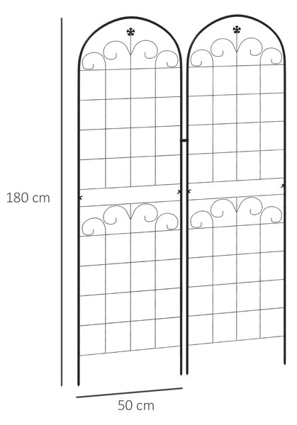 Outsunny Metal Trellis Set of 2, Garden Trellis for Climbing Plants Support Frames, Floral Design Aosom UK