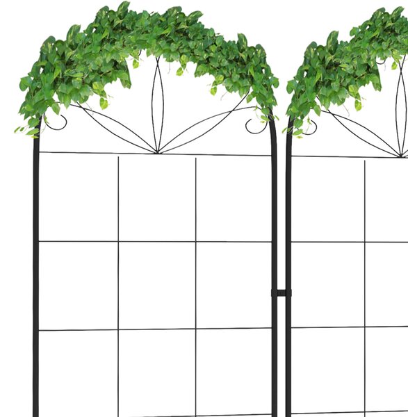 Outsunny Set of 2 Metal Garden Trellises: Climbing Plant Support Frames, Decorative Grid Design Aosom UK