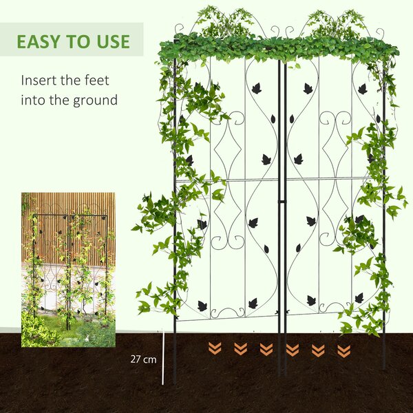 Outsunny Metal Trellis Set: Leaf Design Plant Support Frames, Outdoor Use Aosom UK