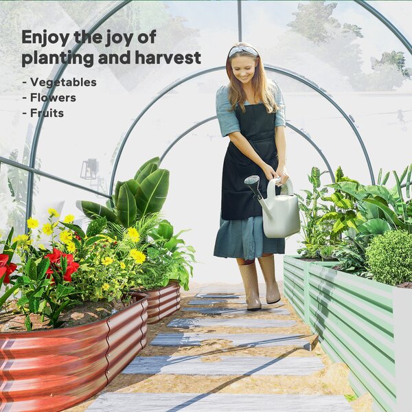Outsunny Polytunnel Greenhouse Walk-in Grow House with Plasric Cover, Door, Mesh Window and Steel Frame, 3 x 2 x 2m, Clear Aosom UK