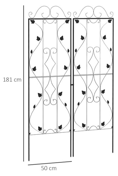 Outsunny Metal Trellis Set: Leaf Design Plant Support Frames, Outdoor Use Aosom UK