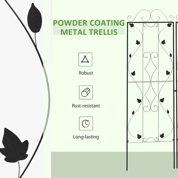 Outsunny Metal Trellis Set: Leaf Design Plant Support Frames, Outdoor Use Aosom UK