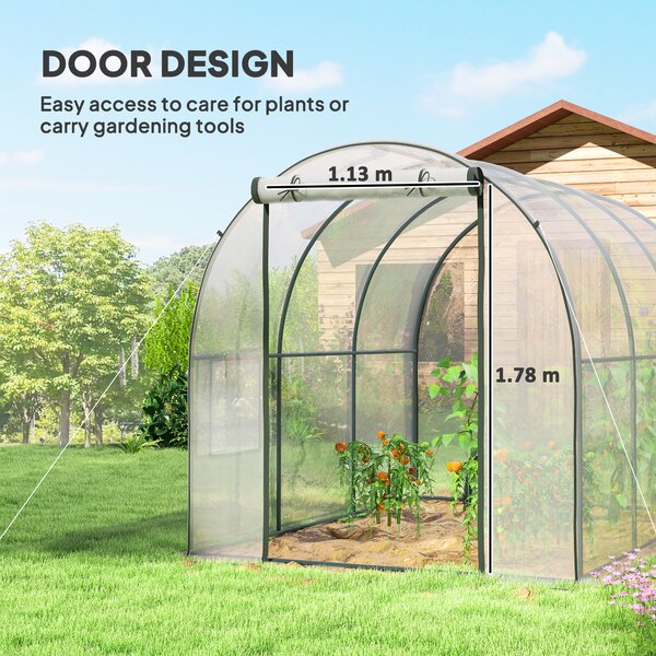 Outsunny Polytunnel Greenhouse Walk-in Grow House with Plasric Cover, Door, Mesh Window and Steel Frame, 3 x 2 x 2m, Clear Aosom UK