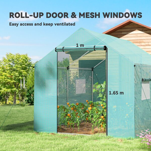 Outsunny Polyethylene Walk-in Polytunnel Greenhouse, 2 x 3(m), Green Aosom UK