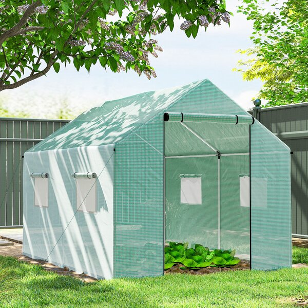 Outsunny Polyethylene Walk-in Polytunnel Greenhouse, 2 x 3(m), Green Aosom UK