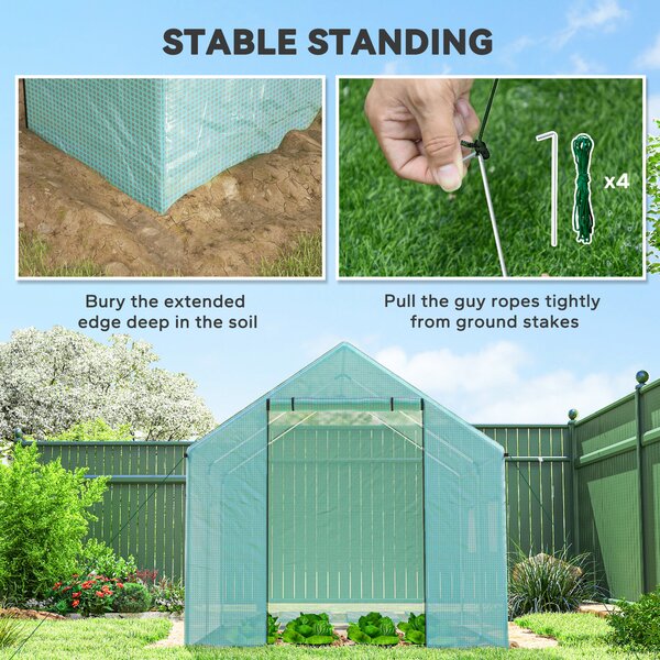 Outsunny Polyethylene Walk-in Polytunnel Greenhouse, 2 x 3(m), Green Aosom UK