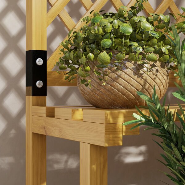 Outsunny Wooden Plant Stand with Trellis, Freestanding Raised Garden Bed for Climbing Plants, Vegetables and Flowers for Garden, Yellow