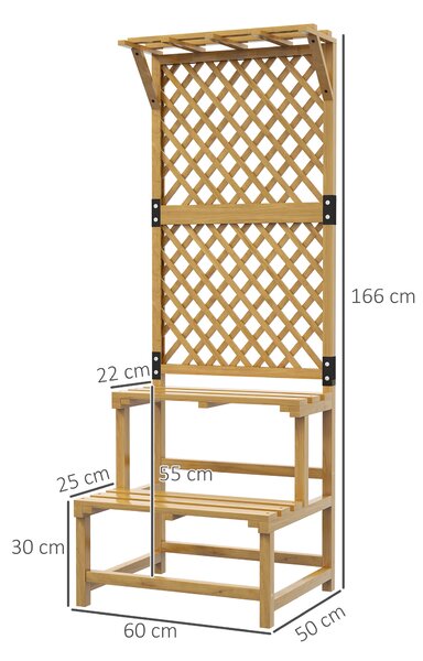 Outsunny Wooden Plant Stand with Trellis, Freestanding Raised Garden Bed for Climbing Plants, Vegetables and Flowers for Garden, Yellow
