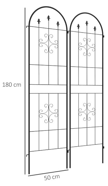 Outsunny Metal Trellis Set of 2, Garden Trellis for Climbing Plants Support Frames, Arrow Design